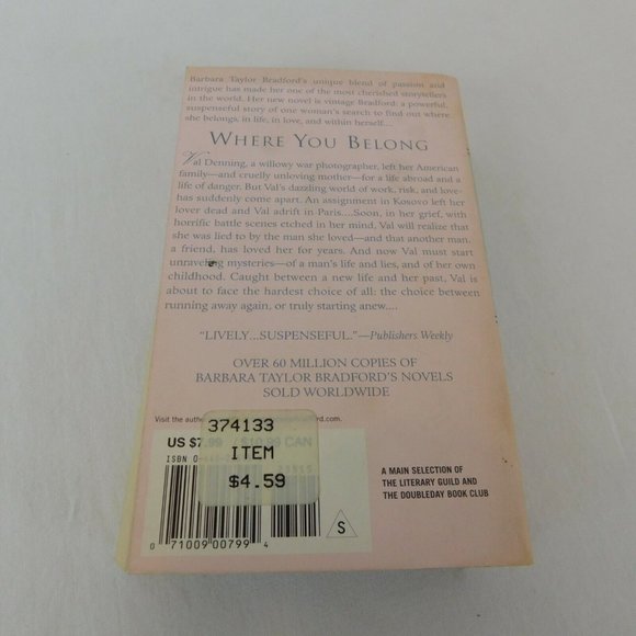 Lot of 3 Barbara Taylor Bradford PB Just Rewards Where You Belong Triumph Katie - Picture 3 of 10